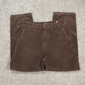 Gap Corduroy Chinos Mens 32x27 Choc Brown Pants Straight Leg Flat Front Trousers